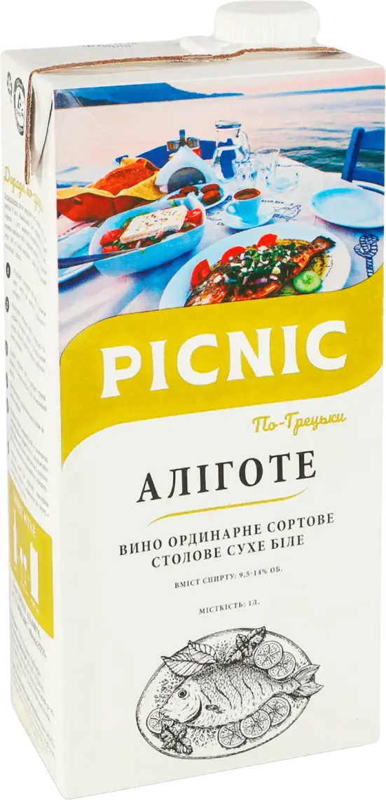 Фото 1 - Вино Picnic Аліготе біле сухе 9.5-14% 1 л