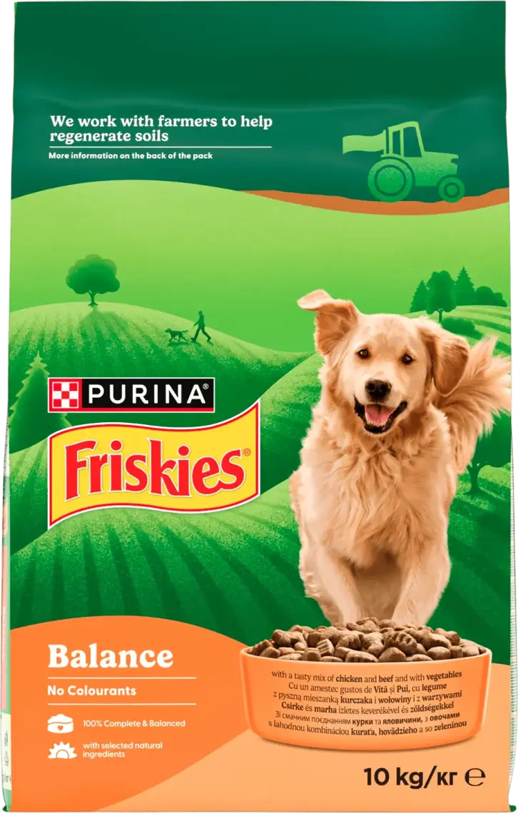 Фото 1 - Сухий корм Friskies Balance для дорослих собак з куркою, яловичиною та овочами 10 кг