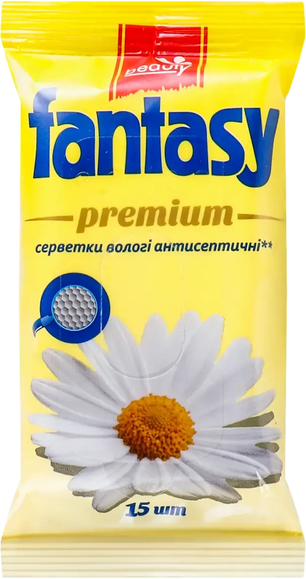 Фото 1 - Серветки вологі Fantasy Premium антисептичні 15 шт.