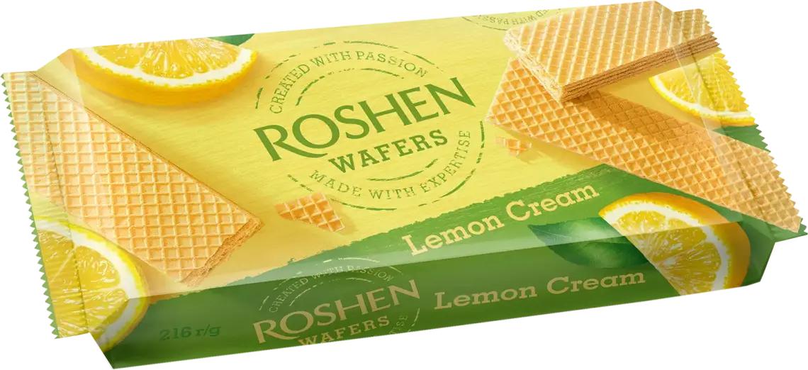 Фото 1 - Вафлі Roshen Wafers зі смаком лимона 216 г