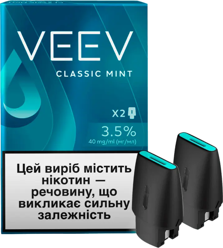 Фото 1 - Картридж Veev Classic Mint змінний 1.5мл 3.5% 2 шт