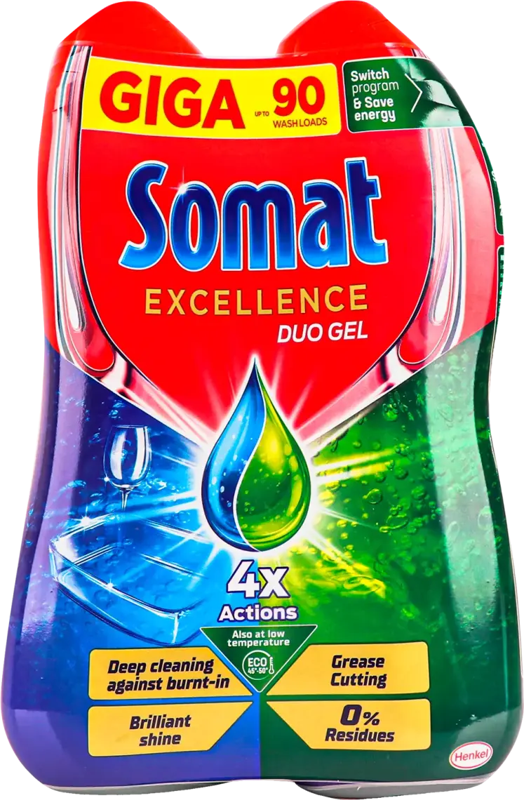 Фото 1 - Гель для посудомийних машин Somat Excellence для миття посуду 684 + 684 мл