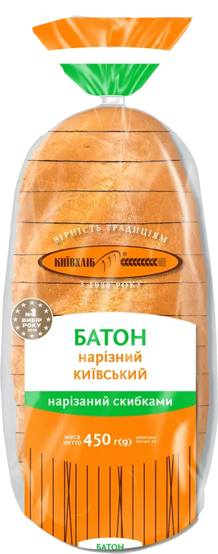 Фото 1 - Батон Київхліб Київський нарізний 450 г