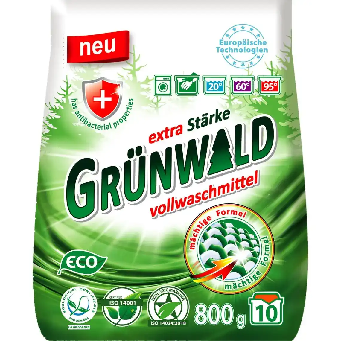 Порошок стиральный Grünwald универсальный Горная Свежесть 800 г  .