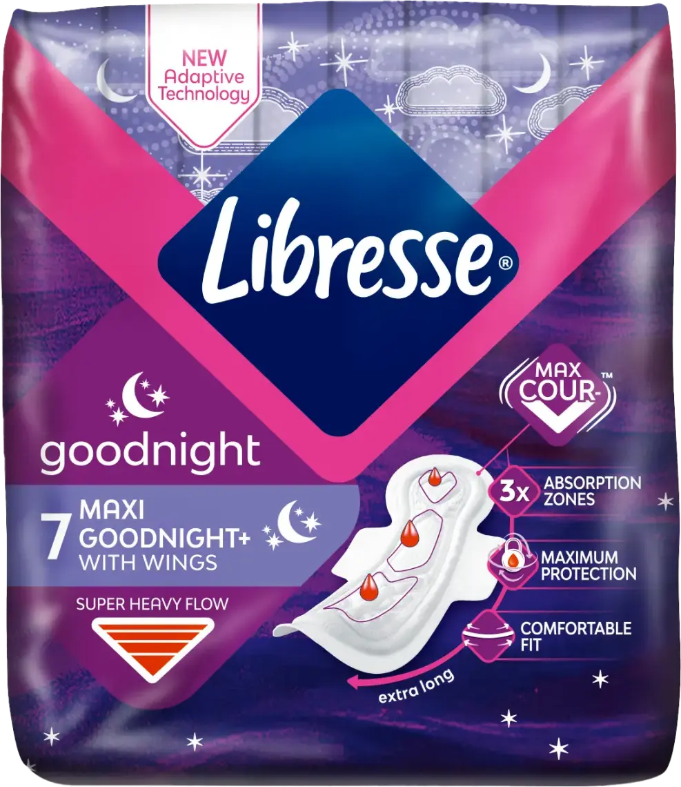 Фото 1 - Прокладки гігієнічні Libresse Maxi Goodnight 7 шт