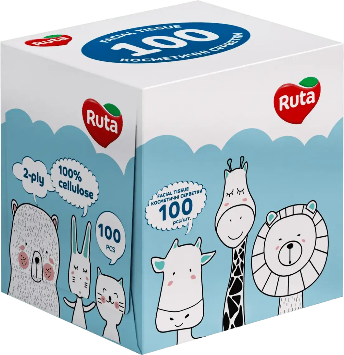 Фото 1 - Серветки косметичні Ruta Kids 2-х шарові 100 шт
