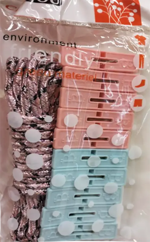 Фото 1 - Прищіпки пластикові 10 шт з мотузкою 5 м 22JA3308