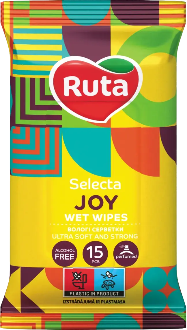 Фото 1 - Серветки вологі Ruta Selecta Joy 15 шт