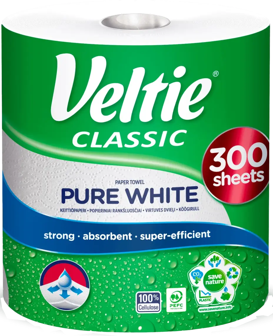 Фото 1 - Рушники паперові Velvet Classic Pure White 2-х шарові 1 шт