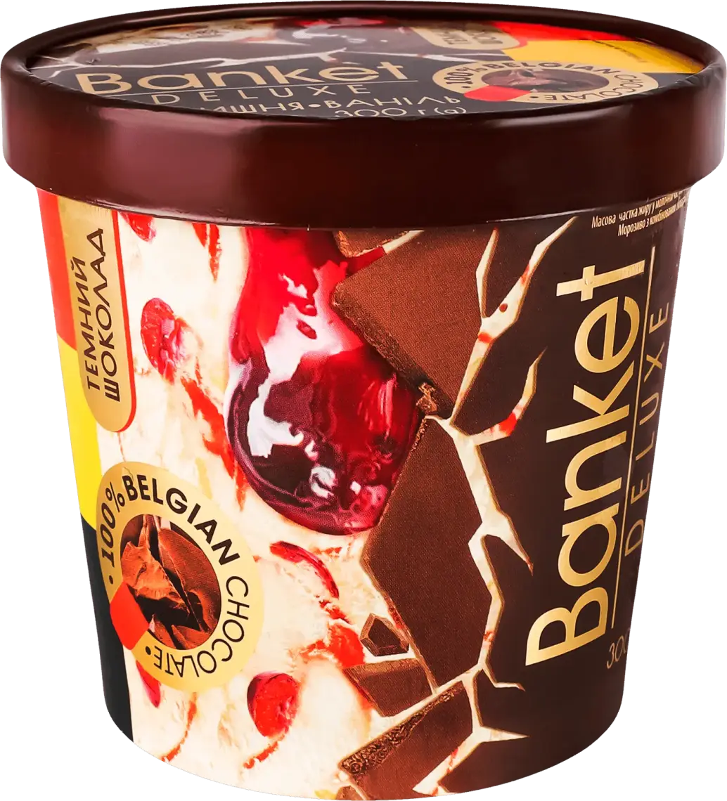 Фото 1 - Морозиво Ласунка Banket Deluxe з підваркою вишня 300 г