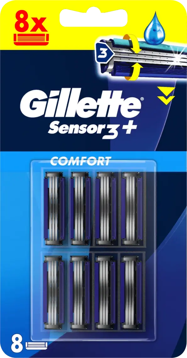 Фото 1 - Змінні картриджі для гоління чоловічі Gillette Sensor 3+ 8 шт