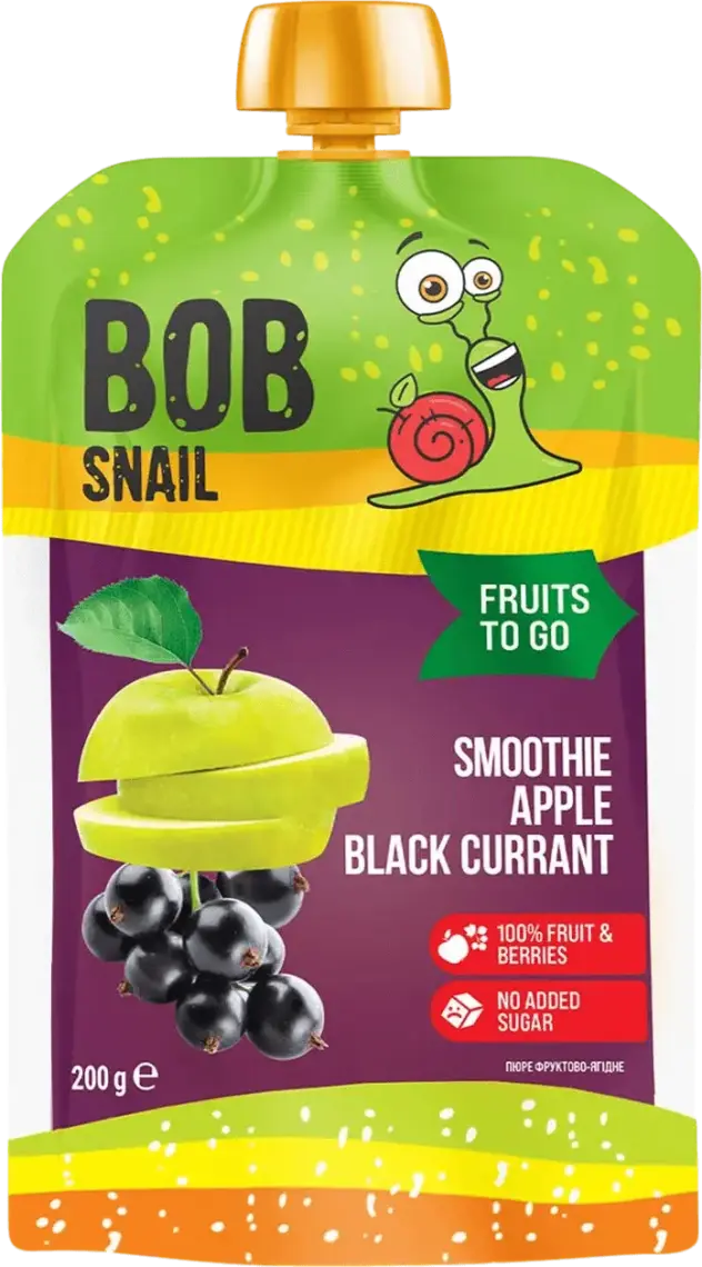 Фото 1 - Пюре Bob Snail смузі яблуко-чорна смородина 200 г