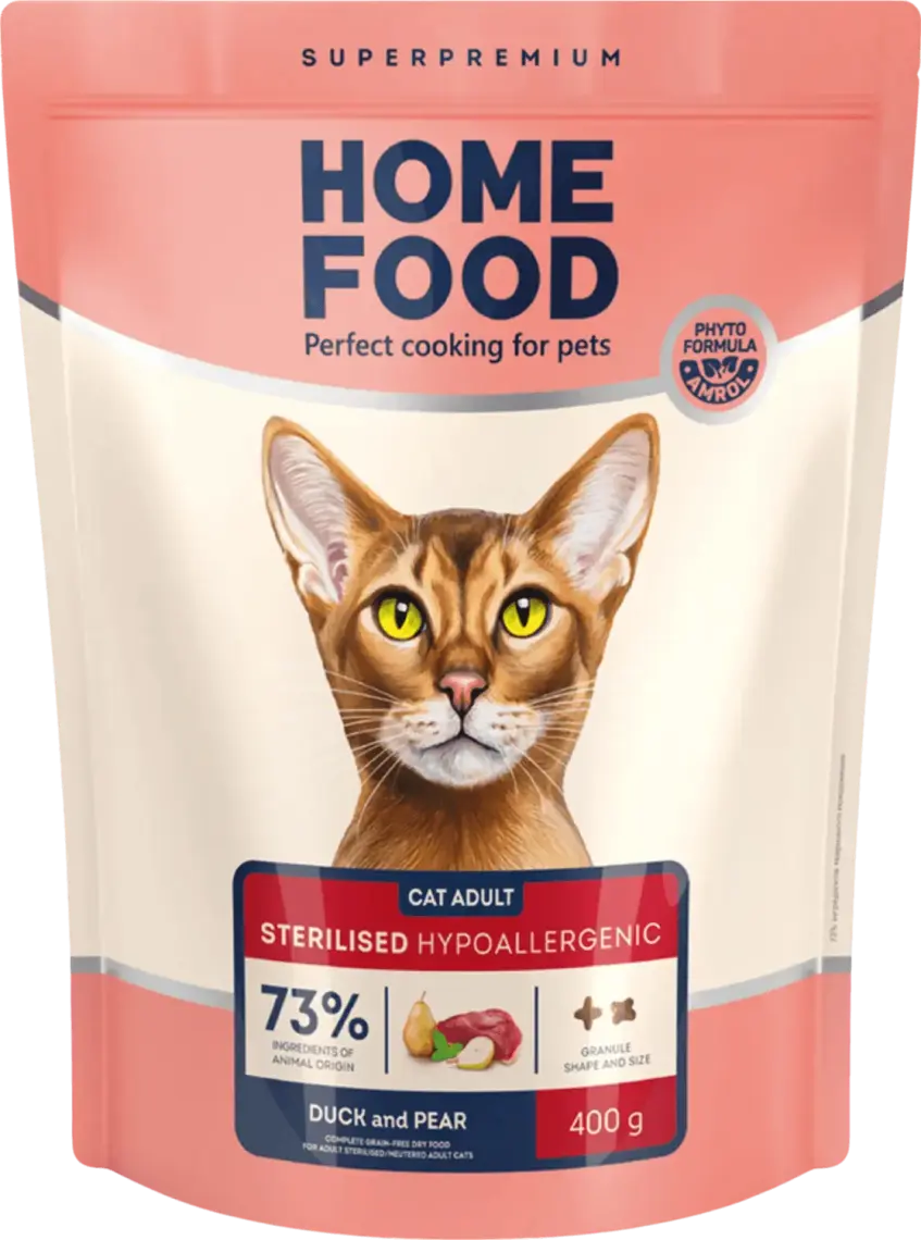 Фото 1 - Сухий корм для котів Home Food Качине філе з грушею беззерновий 400 г