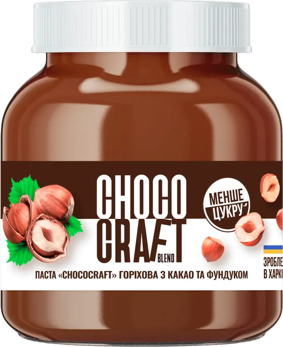 Фото 1 - Паста ChocoCraft горіхова з фундуком та какао 320 г