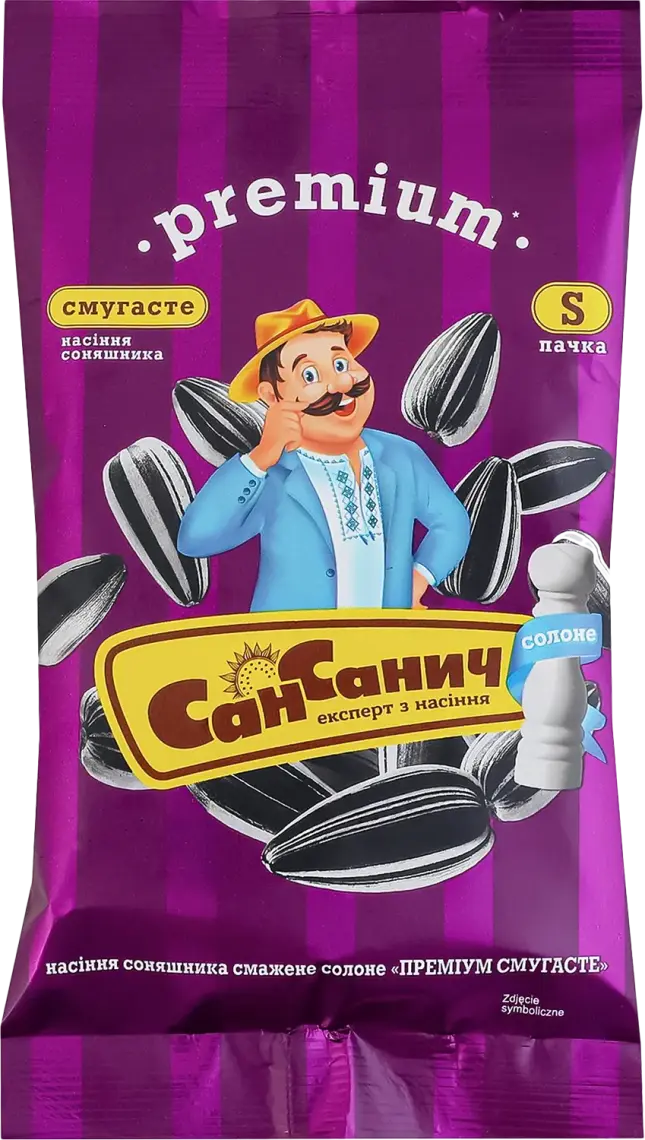 Фото 1 - Насіння соняшника СанСанич Premium смугасте смажене солоне 60 г