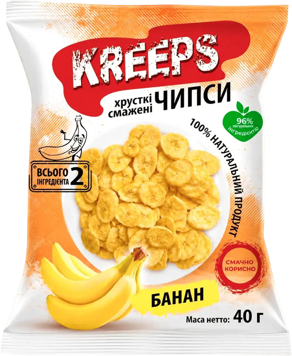 Фото 1 - Чипси Kreeps бананові 40 г