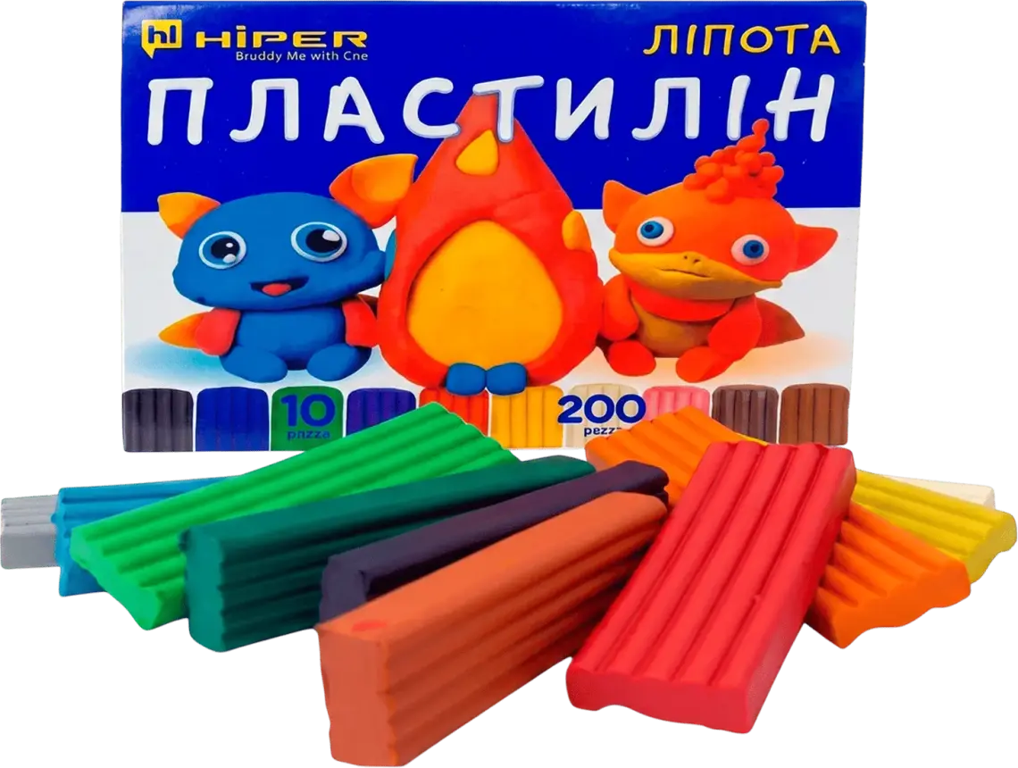 Фото 1 - Пластилін Hiper Ліпота 10 кольорів 200 г