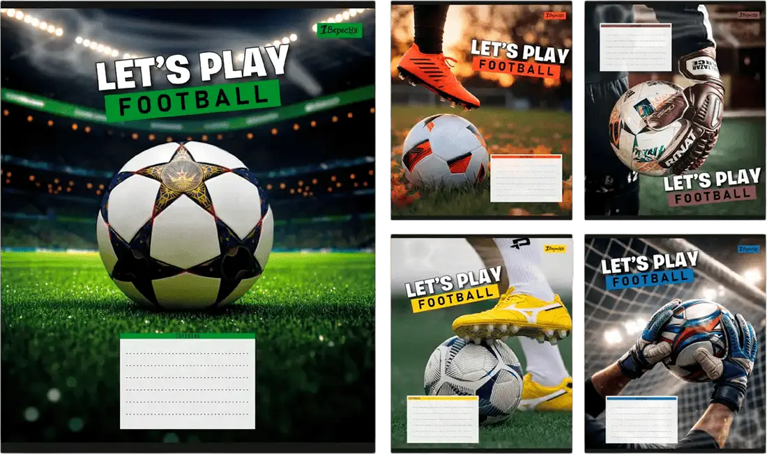 Фото 1 - Зошит 1Вересня Let`s play football учнівський А5 коса лінія 12 аркушів