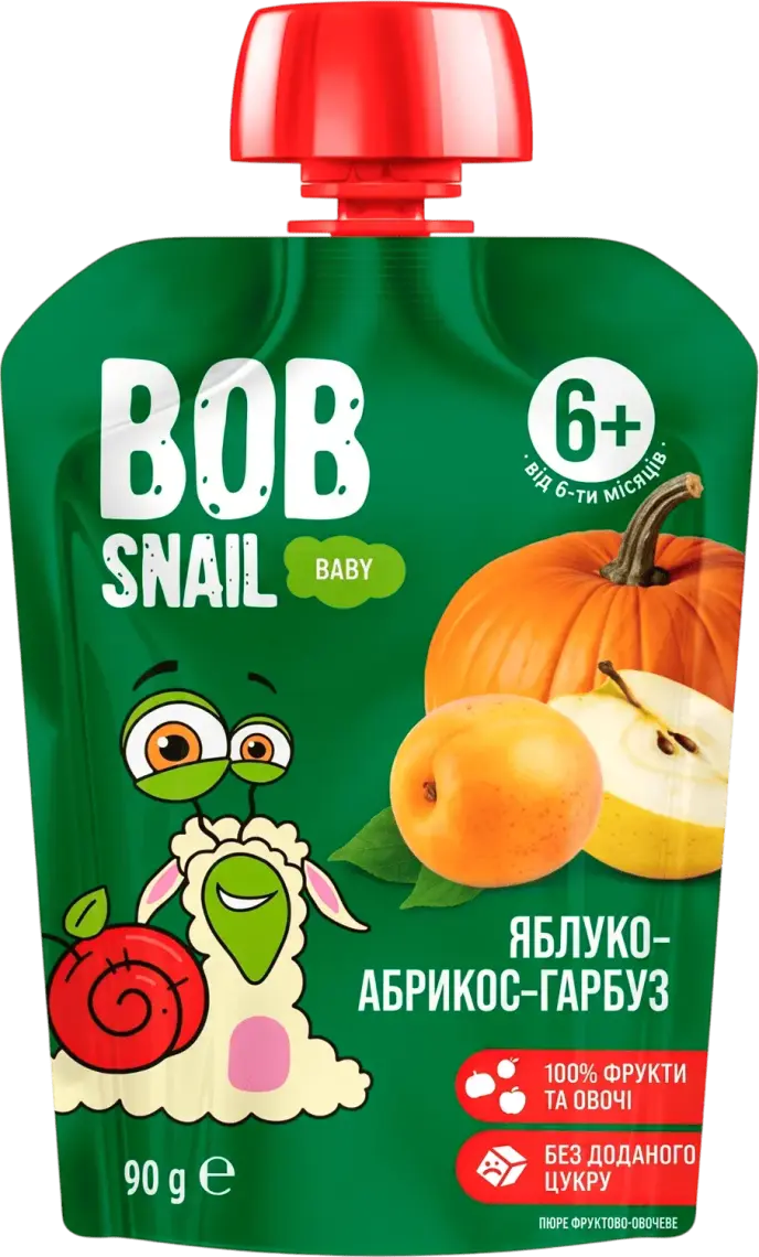 Фото 1 - Пюре Bob Snail Яблуко-абрикос-гарбуз 90 г