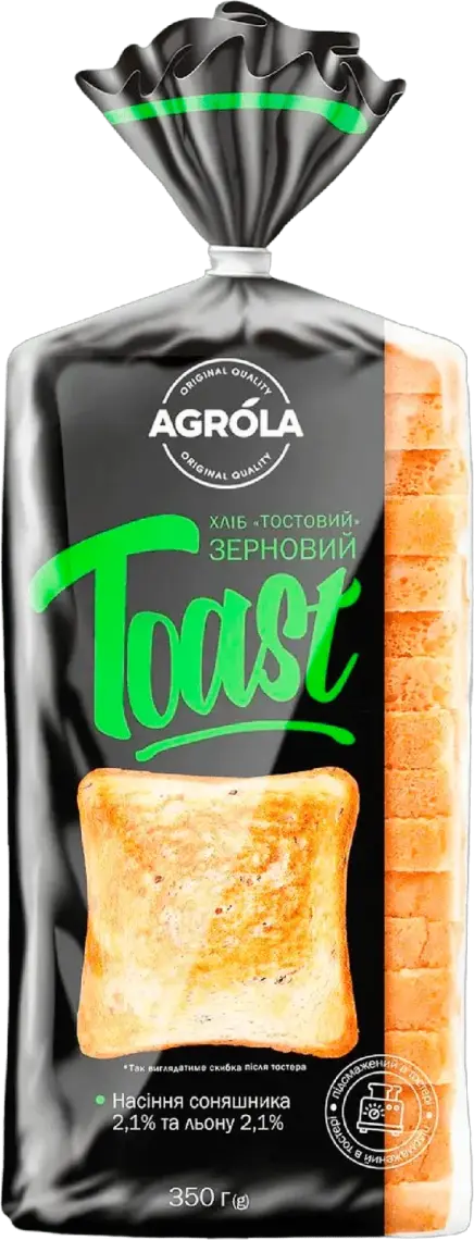 Фото 1 - Хліб Agrola Тостовий зерновий нарізаний 350 г