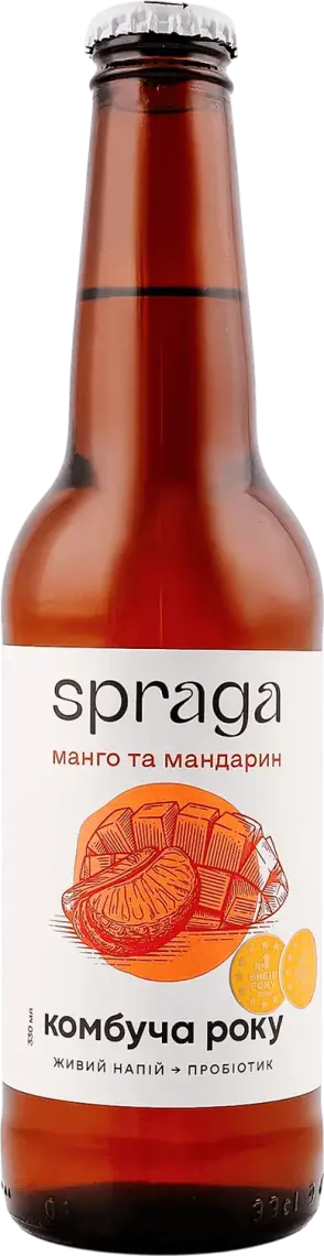Фото 1 - Напій Spraga Комбуча манго та мандарин 330 мл