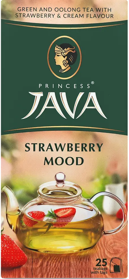 Фото 1 - Чай Princess Java Strawberry Mood зелений з полуницею 25 пакетів по 1,5 г