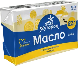 Фото 1 - Масло Хуторок солодковершкове 82.5% 180 г