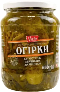 Фото 11 - Огірки Varto мариновані із гострим перчиком 680 г