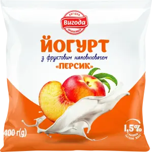 Фото 1 - Йогурт Вигода Персик 1.5% 400 г 