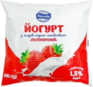 Фото 4 - Йогурт Вигода Україна полуничний 1.5% 400 г 