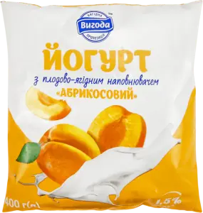 Фото 9 - Йогурт Вигода абрикосовий 1.5 % 400 г 