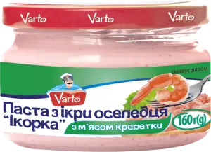 Фото 8 - Паста з ікри оселедця Varto Ікорка з м'ясом креветки 160 г