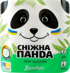 Фото 12 - Папір туалетний Сніжна панда Bamboo 2-шаровий 150 аркушів 4 шт