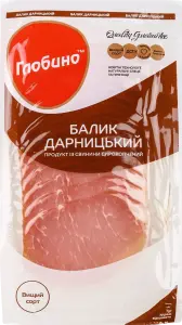 Фото 1 - Балик Глобино Дарницький сирокопчений вищий гатунок нарізка 80 г