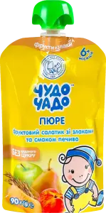 Фото 2 - Пюре Чудо-Чадо Фруктовий салатик зі злаками та смаком печива 90 г