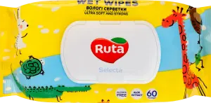 Фото 3 - Серветки Ruta Selecta Веселі звірята вологі 60 шт