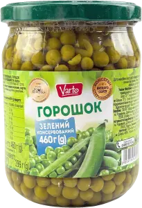 Фото 1 - Горошок Varto зелений консервований 460 г