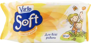 Фото 10 - Серветки вологі Varto Soft для всієї родини 60 шт.