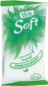 Фото 2 - Вологі серветки Varto Soft з ароматом трав 15 шт.