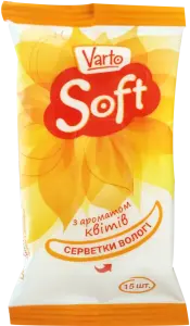 Фото 4 - Вологі серветки Varto Soft з ароматом квітів 15 шт