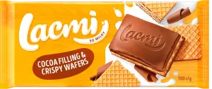 Фото 9 - Шоколад Roshen Lacmi молочний з шоколадною начинкою і вафлею 90 г