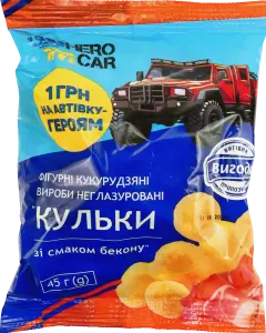 Фото 1 - Фігурні вироби Вигода кукурудзяні солоні зі смаком бекону 45 г