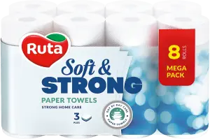Фото 4 - Рушники паперові Ruta Soft&Strong 3-шарові 8шт