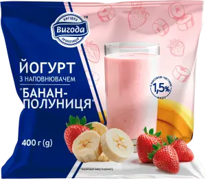 Фото 6 - Йогурт Вигода Банан-полуниця 1.5% 400 г