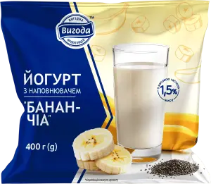 Фото 11 - Йогурт Вигода Банан-Чіа 1.5% 400 г