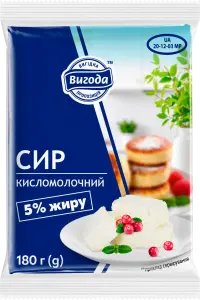 Фото 12 - Сир Вигода кисломолочний 5% 180 г