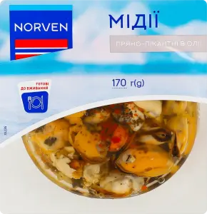 Фото 2 - Мідії Norven пряно-пікантні в олії 170г