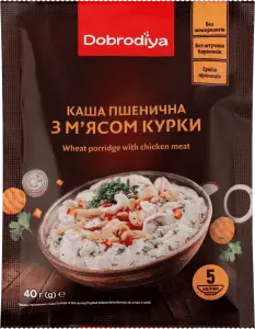 Фото 2 - Каша пшенична швидкого приготування Добродія з м'ясом курки 40 г