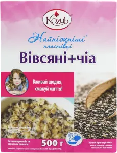 Фото 6 - Пластівці вівсяні Козуб ніжні з насінням Чіа 500 г