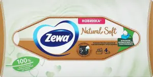 Фото 5 - Серветки Zewa Natural Soft паперові косметичні 4-шарові 80 шт